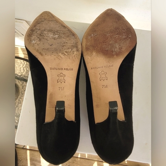 Antonio Melani Suede Heels Gold Spike Metal Toes Size 7 🔥 - Picture 7 of 8